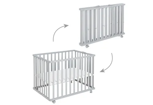 Roba Laufgitter klappbar taupe 75x100cm - Praktisches Laufgitter für Babys, klappbar und platzsparend mit Rollen für einfache Mobilität und flexiblen Einsatz.
