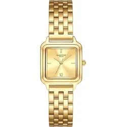 Glanzstücke München Armband-Uhr Gelbgold Edelstahl 10130037 - Elegante Damenuhr mit quadratischem Gehäuse in Gelbgold und champagnerfarbenem Zifferblatt. Das robuste Edelstahlarmband ist individuell kürzbar und sorgt für einen stilvollen Auftritt bei jedem Anlass.