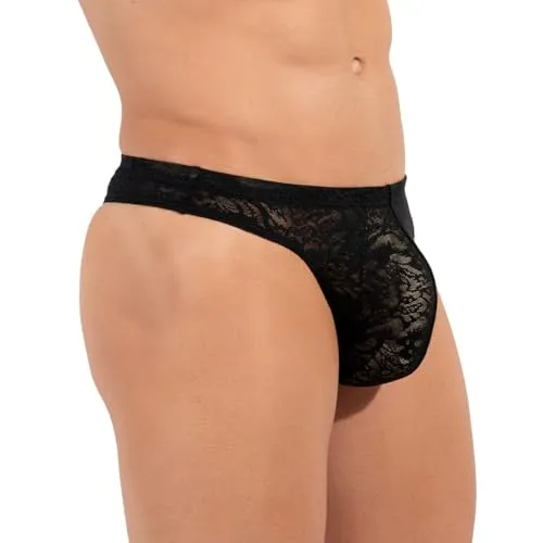 HOM Herren String Unterhose Slip Tanga Free Cut Lace, Schwarz, Größe M - Funktionsunterwäsche mit schmalem Bund, der nicht einschneidet – für volle Bewegungsfreiheit und perfekten Tragekomfort wie eine zweite Haut.