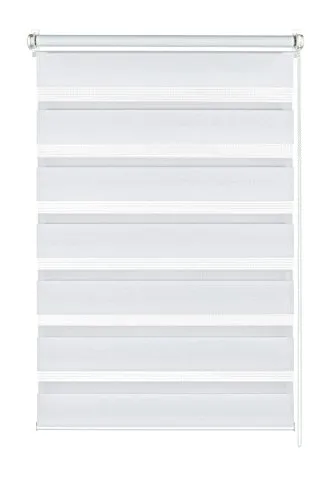 Gardinia Doppelrollo 60 x 150 cm - Flexibles Lichtmanagement - Seitenzugrollo mit transparenten und blickdichten Streifen für individuelle Lichtregulierung. Einfache Montage durch Klemmen oder Kleben, 100% pflegeleichtes Polyester.