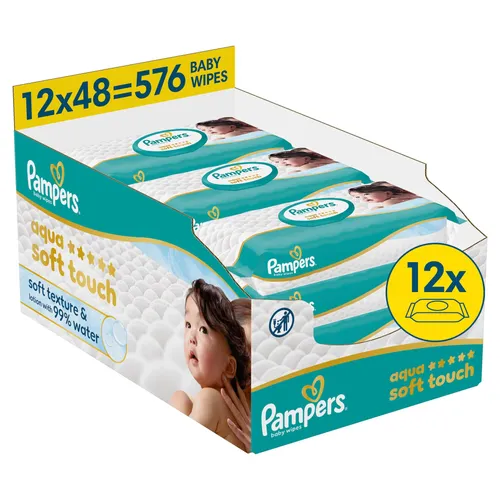 Pampers Feuchte Tücher Aqua Soft touch 12x Feuchttücher 576 Stück