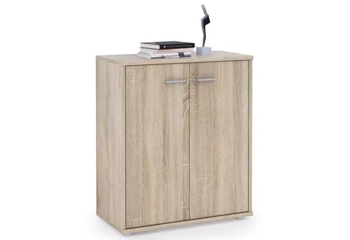 CARO-Möbel Kommode Sideboard Schrank Tommy in Sonoma Eiche - Buffetschrank mit 2 Türen und Einlegeboden, kratz- und reibungsfest durch melaminharzbeschichtete Oberfläche, modernes Design für vielseitige Kombinationen.