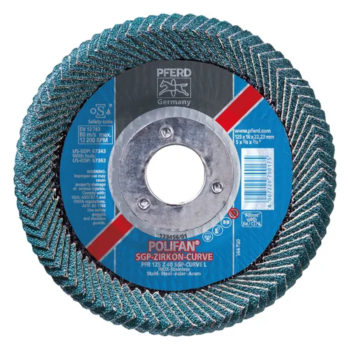 Pferd Fächerschleifscheibe Z 40SGP 125 mm K 40 Curve L - PFR 125 Z 40 SGP-CURVE L