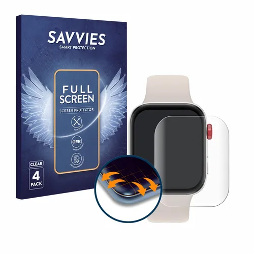 Savvies 4 Stück Full-Screen Schutzfolie für Huawei Watch Fit 3 Full-Cover Displayschutz-Folie [3D Curved, Transparent, Anti-Fingerabdruck]