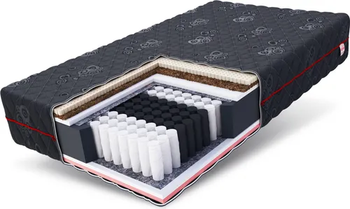 FDM Black MAX Matratze 160x200 cm - Matratze mit 7 Zonen Taschenfederkern und Kokosfaser-Einlage, ideal für Allergiker, bietet optimale Druckentlastung und hohen Schlafkomfort.