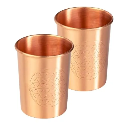 Bodhi Kupferbecher 2er Set | Ayurveda Trinkbecher aus reinem Kupfer - Trinkgläser aus 100% reinem Kupfer mit 250 ml Volumen, ideal für die ayurvedische Gesundheit und ein umweltfreundliches Leben.