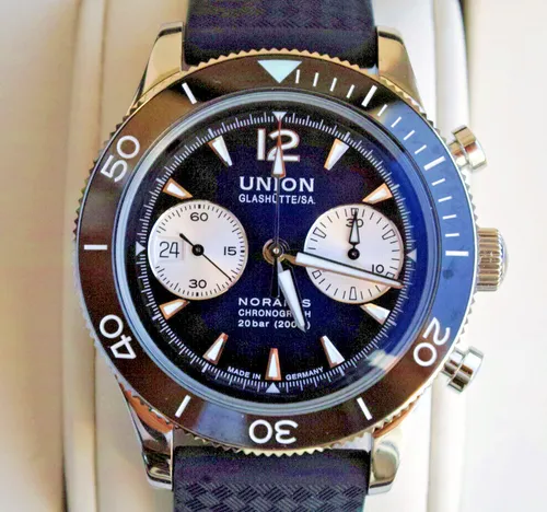 UNION GLASHÜTTE Noramis Sport Chronograph Datum Blau D012.927.17.047.00 - Sportliche Herren-Armbanduhr mit mechanischem Uhrwerk, 12-Stunden-Zifferblatt und Wasserdichtigkeit bis 20 m – ideal für aktive Lebensstile!
