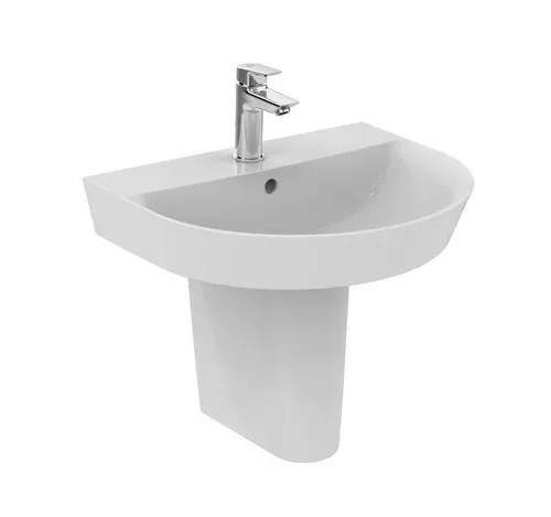 Ideal Standard Waschtisch AIR ARC CONNECT 550 mm weiß - Waschbecken aus feinem Feuerton, mit 1 Hahnloch und Überlauf, ideal für moderne Badezimmer. Kompakte Maße von 550x460x160 mm, hängende Montage und einfache Befestigung.