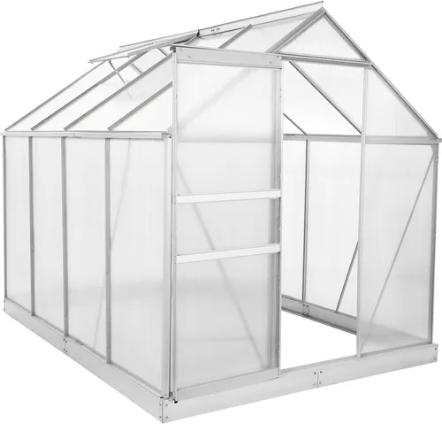 Zelsius Aluminium Gewächshaus SET mit Fundament - Hochwertiges Gewächshaus (L) 250 cm x (B) 190 cm mit 6 mm Hohlkammerstegplatten und stabilem Stahlfundament. Ideal für die Aufzucht von Obst, Gemüse und Blumen - robust, winterfest und einfach zu montieren.