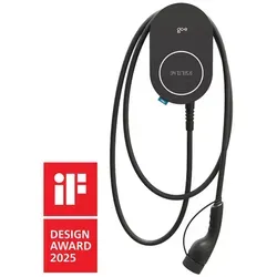 go-e Charger PRO Wallbox mit 6m Typ 2 Kabel - Schwarze Wallbox mit 11 kW Ladeleistung, kompakt und für universelle Fahrzeugkompatibilität. Ideal für Zuhause mit LAN/WLAN/SIM-Anschluss.