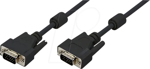 LOGILINK CV0001 - VGA Monitor Kabel 15-pol VGA Stecker, 2x Ferrrit, schwarz, 1,8 m