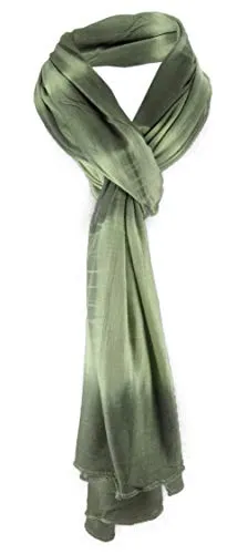 TigerTie Schal in grün olivegrün Batikoptik gemustert - Gr. 180 x 55 cm