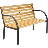 Juskys 2-Sitzer Gartenbank Modena - Wetterfeste 2-Sitzer Bank aus Holz & Stahl, ideal für Garten, Balkon oder Terrasse. Hohe Rückenlehne & geschwungene Armlehnen sorgen für hohen Sitzkomfort.