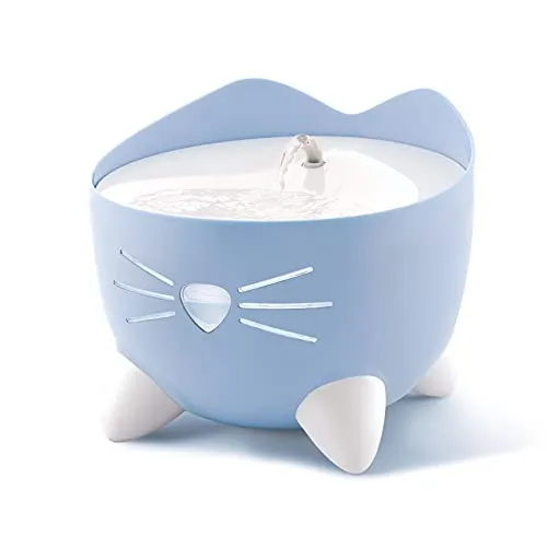 Catit 43717 Pixi Trinkbrunnen für Katzen - 2,5L, blau, leise Pumpe und schnurrhaarfreundliche Trinkoberfläche mit 3 Trinkoptionen
