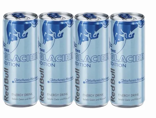 4er-Pack - LIMITIERT: Red Bull Glacier Edition Gletschereis-Himbeere-Geschmack ?