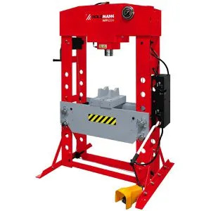 Holzmann WP100H Werkstattpresse 100 Tonnen Presskraft - Werkstattpresse mit hydraulischer und pneumatischer Betätigung sowie Fußpedal für präzises Arbeiten und hohe Effizienz in der Werkstatt.