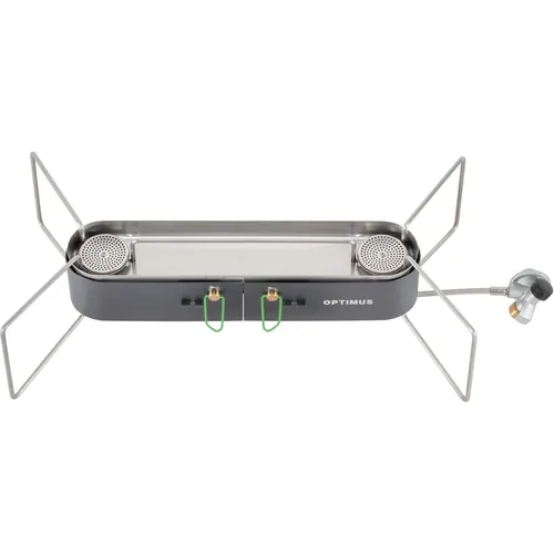 Optimus Gemini II Gaskocher - STK - grau - Der Optimus Gemini II Gaskocher ist ideal für Outdoor-Enthusiasten, die auch unterwegs lecker kochen möchten. Mit zwei unabhängigen Brennern und stabilem Stand ermöglicht er vielseitige Kochmöglichkeiten im Freien.