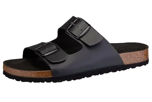 Lico Pantolette Bioline Man Vegan Herren, schwarz, 45 - Wanderschuhe mit verstellbaren Schnallen, hergestellt aus Kork und Kautschuk, für optimalen Tragekomfort und Nachhaltigkeit.