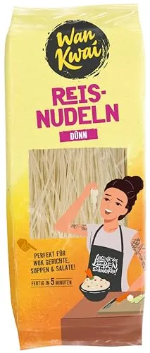Wan Kwai Reisnudeln dünn 200g – Authentischer Genuss für Wok, Suppen & Salate. Vegan & glutenfrei. Schnell zubereitet in 5 Minuten.