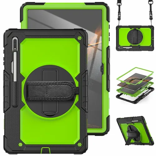 Für Samsung Galaxy Tab S10 / S9 / S8 Ultra 360 Grad Tablet Tasche Hülle Grün