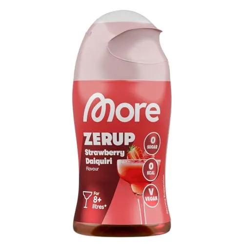 MORE Zerup, Strawberry Daiquiri, 65 ml, für 10-12 l Fertiggetränk, zuckerfreier Sirup mit u.a. echten Fruchtextrakten, vegan, zero Kalorien - made in Germany