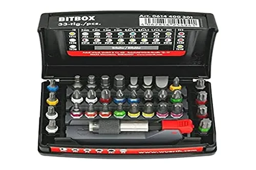 Würth Bitbox 33tlg – Vielseitiges Bitset mit magnetischem Bithalter - Zubehör für Elektrowerkzeug, 33-teiliges Set mit hochwertigem Bit-Sortiment und praktischem magnetischen Bithalter für sicheren Halt und effizientes Arbeiten.