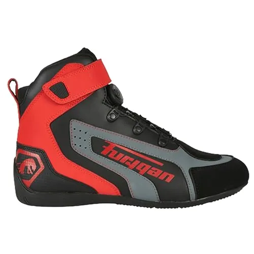 Furygan D3 Herren Motorradschuhe, Atmungsaktiv, verstärkter Malleolus-Schutz, maximale Sicherheit-Komfort und Luftzirkulation, Schwarz Rot V4 Easy D3o, 42 EU