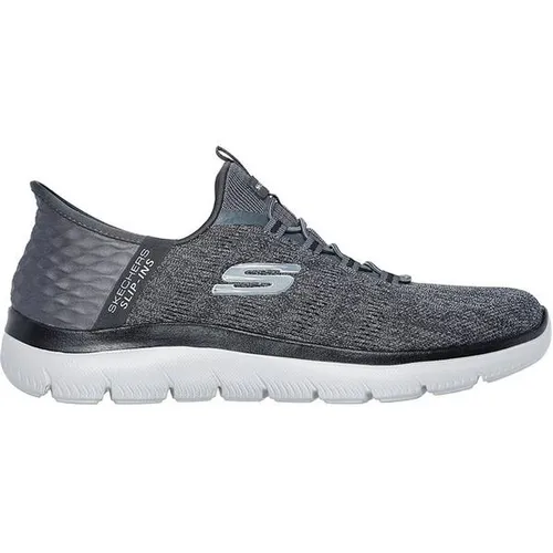 Skechers Herren Sneakers, anthrazitfarbenes Netzgewebe mit schwarzem Besatz - Herren-Sneaker aus bequemem Synthetik und atmungsaktivem Stoff, ideal für den Alltag und sportliche Aktivitäten.