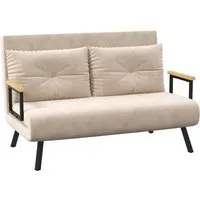 HOMCOM Schlafsofa mit Klappbettfunktion - Vielseitiges Sofa in Beige, das sich mit wenigen Handgriffen in ein bequemes Doppelbett verwandelt. Ideal für kleine Räume und bietet samtweichen Komfort mit verstellbarer Rückenlehne.