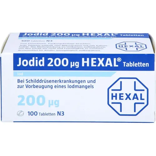 JODID 200 HEXAL Tabletten 100 St - Ernährung & Vitalität, 200 ?g Kaliumiodid pro Tablette zur Vorbeugung und Behandlung von Jodmangel, unterstützt die Schilddrüsenfunktion, ideal in Schwangerschaft und Stillzeit.