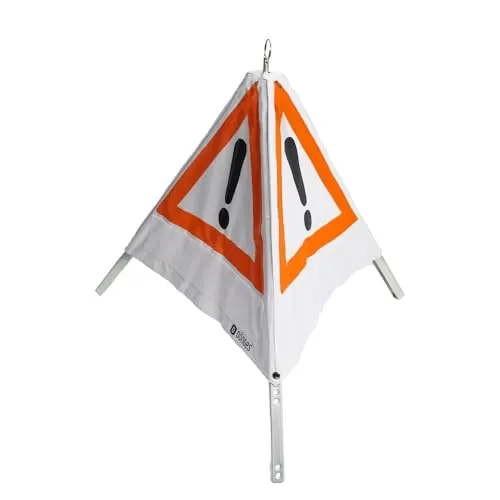 Dönges Klett-Faltsignal 700 mm - Warnpyramide schwarz/rot - Warnzeichen aus strapazierfähigem Material, schmutzunempfindlich und witterungsbeständig, ideal für den Einsatz im Freien.