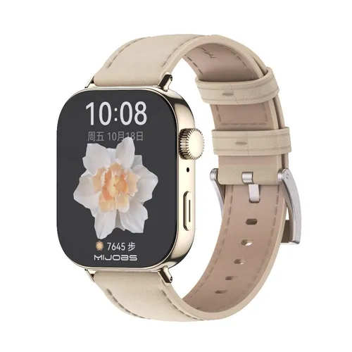 Für Huawei Watch Fit 3 Echt Leder Design Watch Arm Band Beige / Gold - Beige