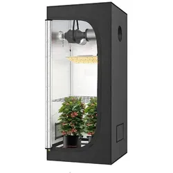 Jung Gewächshaus 120x200 cm - Robuste Growbox für Pflanzen - Optimale Bedingungen für den Indoor-Anbau mit 97% reflektierenden Wänden. Robuste Bauweise aus 600D Polyester, lichtdicht und wasserdicht. Einfache Montage und flexible Öffnungen für Beleuchtung und Belüftung.