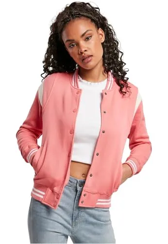 Urban Classics Damen TB2618 College-Jacke, palepink/whitesand, XS - Funktionsjacke aus bequemem Sweat-Material mit Kontrastfarben im Schulterbereich, ideal für laue Sommernächte und sportliche Looks.
