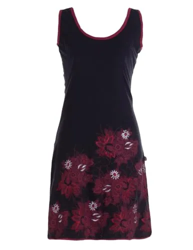 Vishes - Alternative Bekleidung - Damen Longshirt-Kleid Sommer Mini-Kleid Tunika-Kleid Shirtkleid schwarz 42