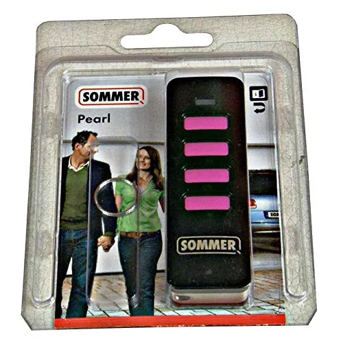 SOMMER PEARL 4-Kanal Funk Fernbedienung - Funk-Wandsender mit 4 Kanälen, ideal für die komfortable Steuerung von Garagentoren und Torantrieben, in elegantem schwarz/rose Design.