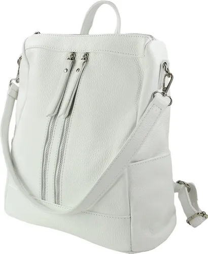 Toscanto Reißverschluss Cityrucksack weiß Leder ORT100RW - Stylischer Cityrucksack aus echtem Leder für Damen, handgefertigt in Italien. Ideal für den urbanen Alltag – modern, praktisch und elegant.