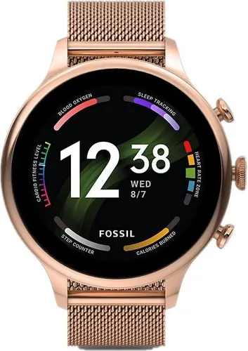 Fossil FTW6082 Smartwatch 42 mm roségold am Milanaise Armband - Elegante Smartwatch mit goldfarbenem Edelstahlarmband, 1.3" Display und Wear OS, perfekt für stilbewusste Technikliebhaber.