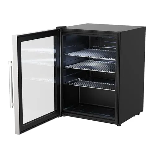 Kühlschrank 60 Liter, Edelstahl/Schwarz - Kompakter Vollraumkühlschrank - Kühlschränke mit 60 Litern Kapazität, energieeffizient und ideal für kleine Küchen oder als Zweitgerät.