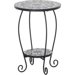 Siena Garden Como Blumenständer, matt-schwarz/dunkelgrau - Blumentreppen mit praktischer Ablagefläche, ideal für stilvolle Pflanzenpräsentation im Garten oder auf der Terrasse.