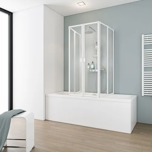 Schulte Badewannenaufsatz Weiß Softline hell 2 x 104 x 140 cm - Badewannenaufsätze, platzsparend und umklappbar, verwandeln Ihre Badewanne in eine Duschkabine für mehr Komfort im Bad.