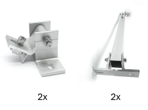 Flexibles Montagesystem für 2 Solarmodule 400mm - Solarpanel-Halterung mit einstellbarem Neigungswinkel von 15° bis 30° für maximale Energieausbeute, aus langlebiger Aluminiumlegierung für eine sichere und einfache Montage auf Flachdächern oder Fassaden.