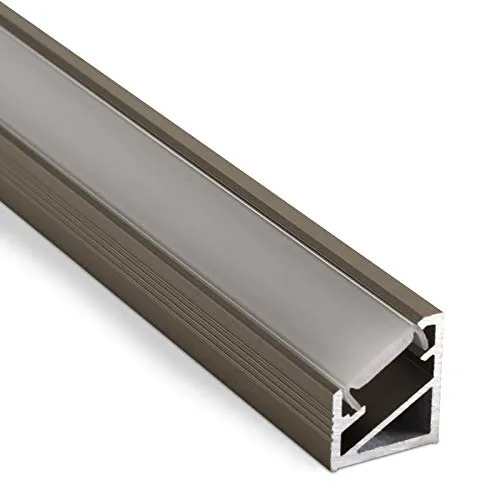 Stück LED Profil-66 Edelstahloptik mit opalfarbiger Abdeckung 2000 x 14,5 x 16,5 mm für LED Streifen Aluminium Eckprofil Stripes von SO-TECH® 3