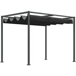 Outsunny Pergola 298x213x221 cm - Schwarz - Pavillon mit schützendem Dach, ideal für Gartenpartys und entspannte Stunden im Freien, auch bei leichtem Regen. Vielseitig als Vordach oder Terrassenüberdachung nutzbar.