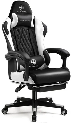 GTPLAYER Gaming-Stuhl mit Fußstütze und Kopfstütze - Ergonomischer Multimediasessel für Gamer, der mit anpassbaren Lendenkissen und einer verstellbaren Fußstütze höchsten Komfort bietet. Ideal für lange Gaming-Sessions!