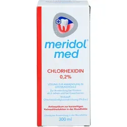 meridol med Chlorhexidin 0,2% 300 ml - Mundwasser für optimale Mundpflege - Mundwasser mit 0,2% Chlorhexidin für die tägliche Mundpflege. Unterstützt die Mundhygiene und sorgt für frischen Atem.