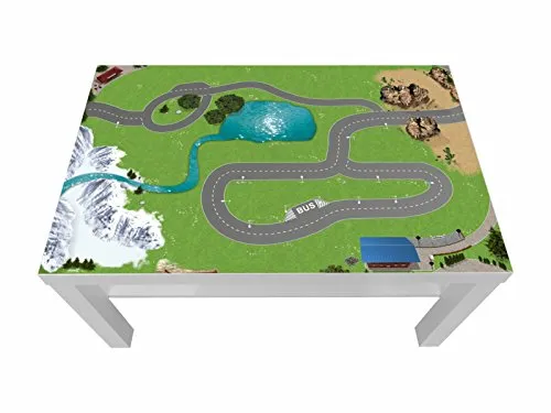 Eisenbahn/Holzeisenbahn Möbelfolie/Aufkleber - LCK13 - passgenau für den Lack Couchtisch (90 x 55 cm) von IKEA - In wenigen Minuten zum einzigartigen Spieltisch für Kinder! (Möbel Nicht inklusive)