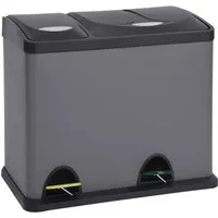 SVITA TC2Combo26 Küchen-Eimer 26L - Grau, 2er-Mülleimer für Mülltrennung - Haushaltszubehör - Praktischer 26L Treteimer mit 2 Fächern (18L + 8L) für einfache Mülltrennung. Hygienisches Entleeren und leise Deckel-Öffnung sorgen für Komfort im Alltag.