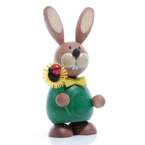 Osterartikel Osterhase mit Sonnenblume - Figuren, Skulpturen & Statuen - charmante Holzfigur in bunten Farben, perfekt für fröhliche Osterdekoration und als Geschenk.