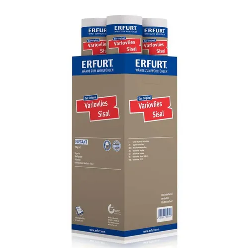 Erfurt Tapete Glattvlies Variovlies Sisal Elegant 150 g - Überstreichbare Wandtapete - Moderne Vlies-Tapete in Weiß, abziehbar und mit 18,75 m² ideal für alle Zimmer. Hochwertige Qualität aus Deutschland für kreative Wandgestaltungen.